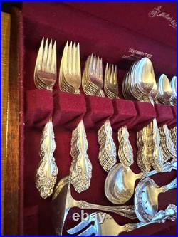 1881 Rogers Oneida Silverware silver plate Baroque Rose Pattern 81 Pieces