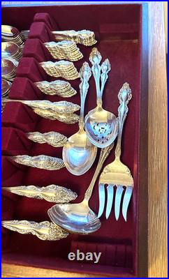 1881 Rogers Oneida Silverware silver plate Baroque Rose Pattern 81 Pieces
