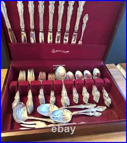 1881 Rogers Oneida Silverware silver plate Baroque Rose Pattern 81 Pieces