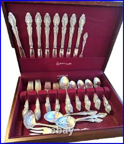 1881 Rogers Oneida Silverware silver plate Baroque Rose Pattern 81 Pieces