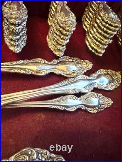 1881 Rogers Oneida Silverware silver plate Baroque Rose Pattern 81 Pieces