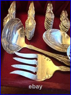 1881 Rogers Oneida Silverware silver plate Baroque Rose Pattern 81 Pieces