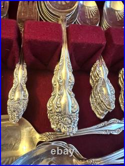 1881 Rogers Oneida Silverware silver plate Baroque Rose Pattern 81 Pieces