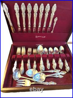 1881 Rogers Oneida Silverware silver plate Baroque Rose Pattern 81 Pieces