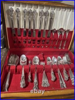 1881 Rogers Oneida Vintage Silver Plate 1967 Baroque Rose Flatware Set For 12
