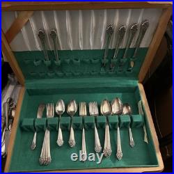1881 Rogers Plantation Silver Plate TableWare Flower Set of 39 Pieces Box Inc