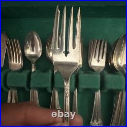 1881 Rogers Plantation Silver Plate TableWare Flower Set of 39 Pieces Box Inc