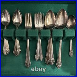 1881 Rogers Plantation Silver Plate TableWare Flower Set of 39 Pieces Box Inc