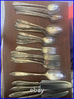1881 original Rogers extra silver plate Silverware with box 64 Pieces + 39 Extra