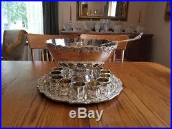 1883 FB Rogers Silver Plate Punch Bowl Set