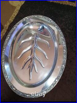 1910 Rare Vintage 18 WM Rogers & Son Victorian Rose SilverPlated Oval Platter