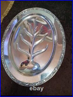 1910 Rare Vintage 18 WM Rogers & Son Victorian Rose SilverPlated Oval Platter