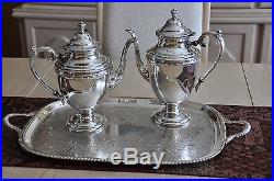 1930 Silverplate Rogers Bros MAYFAIR Tea/Coffee Pot Set & Matching Serving Tray