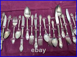 1938 Roger Oneida Silverplate Flatware RENDEZVOUS Old South 34 Pieces + Keeper