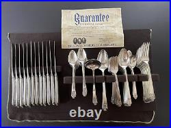 1941 Rogers Precious DeLuxe Silverplate 12/5pc Place Settings + 5 Serving Pcs