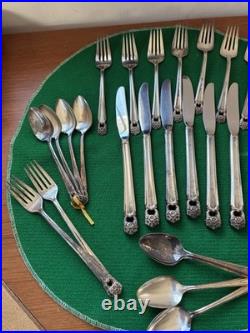 1941 Silver Plated Dining Silver Ware By 1847 Roger's Bros 30 Pieces Art Deco