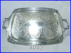 1950 Midcentury Daffodil1847 Rogers Meriiden B Co. Chased Ornate Serving Tray