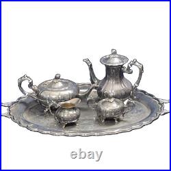 1950's FB Rogers Silver Plate Melon Coffee & Tea Set XL 29 Serving Tray 6 Piece
