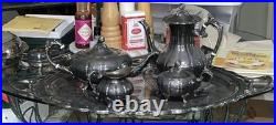 1950's FB Rogers Silver Plate Melon Coffee & Tea Set XL 29 Serving Tray 6 Piece