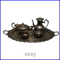 1950's FB Rogers Silver Plate Melon Coffee & Tea Set XL 29 Serving Tray 6 Piece