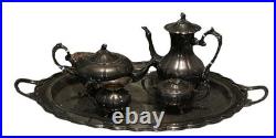 1950's FB Rogers Silver Plate Melon Coffee & Tea Set XL 29 Serving Tray 6 Piece 1950's FB Rogers Silver Plate Melon Coffee & Tea Set XL 29 Serving Tray 6 Piece