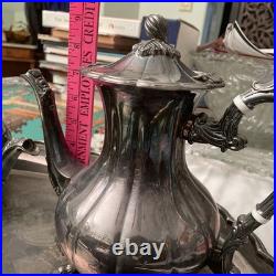 1950's FB Rogers Silver Plate Melon Coffee & Tea Set XL 29 Serving Tray 6 Piece