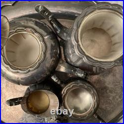 1950's FB Rogers Silver Plate Melon Coffee & Tea Set XL 29 Serving Tray 6 Piece 1950's FB Rogers Silver Plate Melon Coffee & Tea Set XL 29 Serving Tray 6 Piece