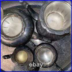 1950's FB Rogers Silver Plate Melon Coffee & Tea Set XL 29 Serving Tray 6 Piece 1950's FB Rogers Silver Plate Melon Coffee & Tea Set XL 29 Serving Tray 6 Piece