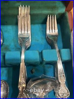 1950's WM Rogers Co. Extra Plate Magnolia 53 Piece Silverware Set in Box 8 Place 1950's WM Rogers Co. Extra Plate Magnolia 53 Piece Silverware Set in Box 8 Place