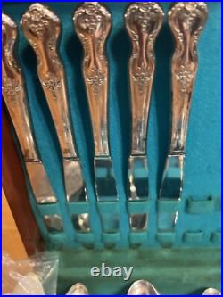 1950's WM Rogers Co. Extra Plate Magnolia 53 Piece Silverware Set in Box 8 Place 1950's WM Rogers Co. Extra Plate Magnolia 53 Piece Silverware Set in Box 8 Place