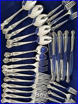 1950s Wm Rogers Mfg Co Magnolia Inspiration Flatware 48 pcs extra silver plated