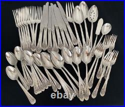 1953 Jubilee Wm Rogers International 54 Piece Dinner Flatware Silverware Set