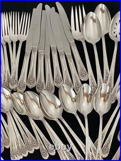 1953 Jubilee Wm Rogers International 54 Piece Dinner Flatware Silverware Set