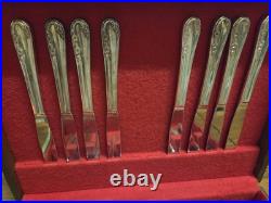 1955 Chased Rose Silver Plate Silverware Set 63 Pieces Rogers & Bro Extra Plate
