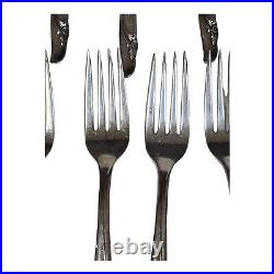 1957 Rogers Bros Reinforced Plate 48pc Flatware MCM Floral Pattern with Wood Chest