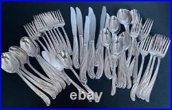 1958 Modern Scroll Wm Rogers 50 Piece Flatware Silverware Set For 8