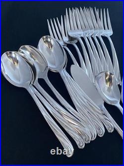 1958 Modern Scroll Wm Rogers 50 Piece Flatware Silverware Set For 8