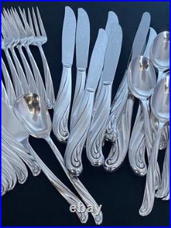 1958 Modern Scroll Wm Rogers 50 Piece Flatware Silverware Set For 8