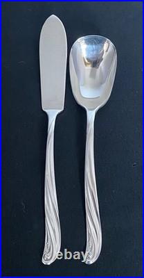 1958 Modern Scroll Wm Rogers 50 Piece Flatware Silverware Set For 8