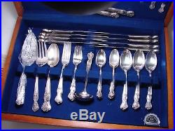 1960's Wm A Rogers Inspiration Magnolia Silverplate Flatware Set withChest 57 pc