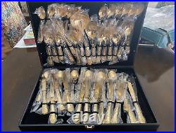 22k Gold Plated accent by F B Rogers, Flatware, 51 Pieces f. B. Silverware