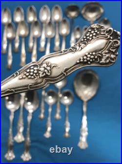 24 Pc 1904 VINTAGE Grape Silverplated SPOONS LADLES & SERVING PCS by 1847 Rogers 24 Pc 1904 VINTAGE Grape Silverplated SPOONS LADLES & SERVING PCS by 1847 Rogers