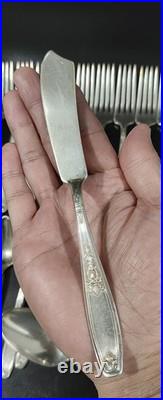 28 Of Vintage 1847 Rogers Bros Silverware Silver Plate Flatware Fork Spoon Knife