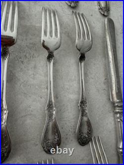35 Rogers Bros 1847 XS Triple Silver Plate Table Dinner Spoon Knife Fork Rose