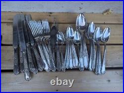 38 Pieces Ancestral 1847 Rogers International Silver Plate Antique NO MONOGRAM