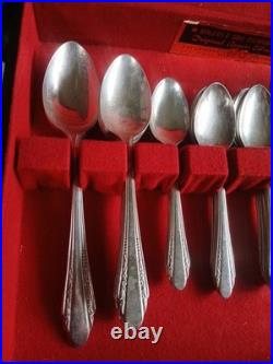 39 Piece Vintage Silverware Set Rogers Bros Reinforced Plate IS With Case