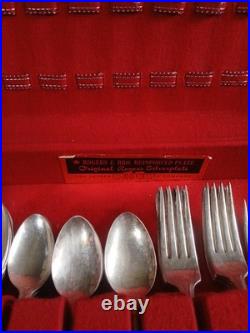 39 Piece Vintage Silverware Set Rogers Bros Reinforced Plate IS With Case