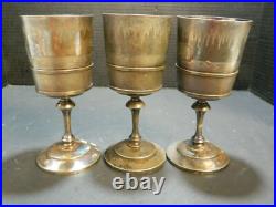 (3) Antique Rogers & Smith Northern Expedition Polar Bear Silver Plate Goblets