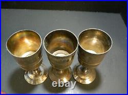 (3) Antique Rogers & Smith Northern Expedition Polar Bear Silver Plate Goblets