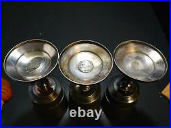 (3) Antique Rogers & Smith Northern Expedition Polar Bear Silver Plate Goblets